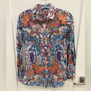 J McLaughlin Paisley Floral Button Down Shirt Size XS